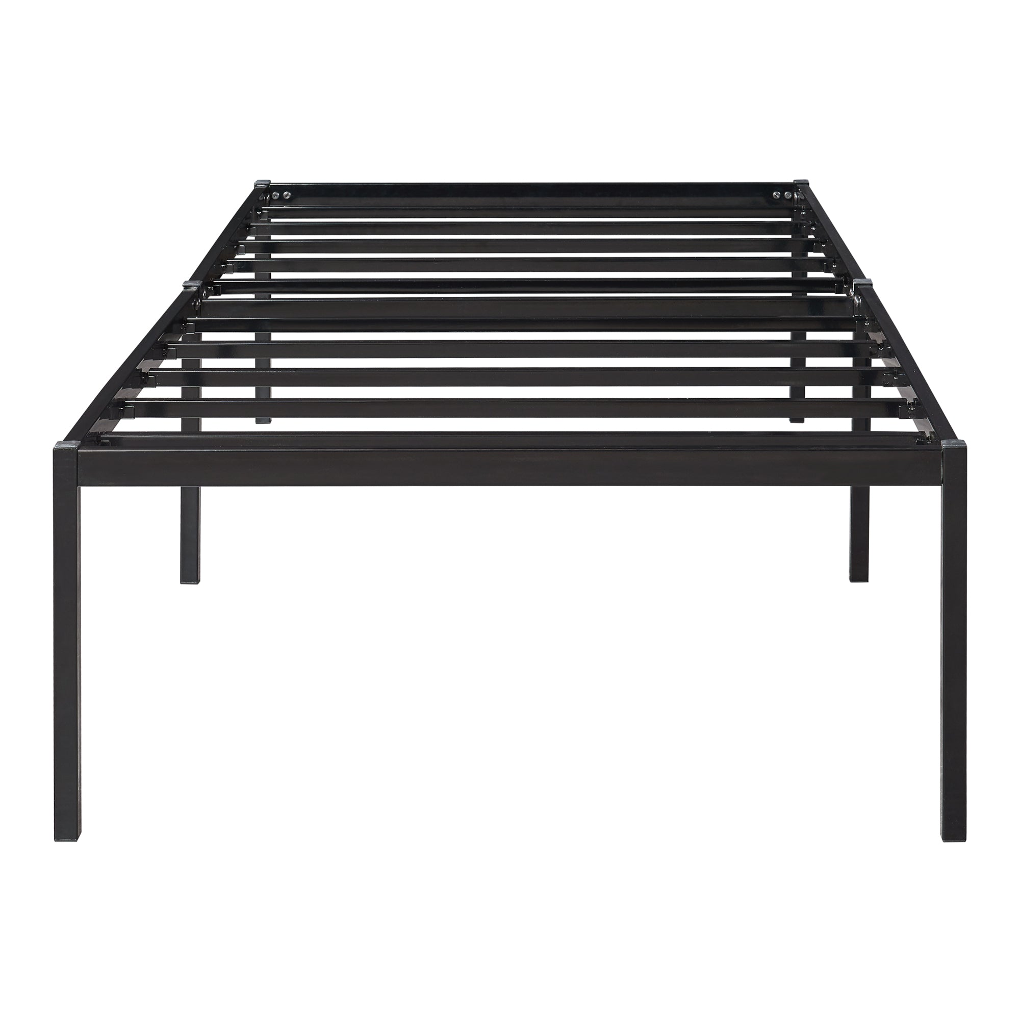 Letto Singolo Vårdö in Acciaio Nero con Materasso a Schiuma Fredda 90 x 200 cm [en.casa]