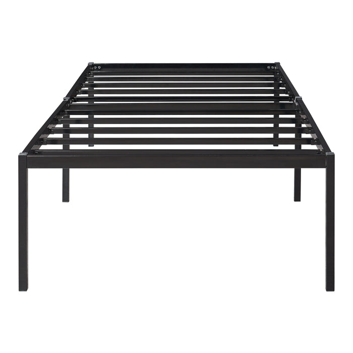 Letto Singolo Vårdö in Acciaio Nero con Materasso a Schiuma Fredda 90 x 200 cm [en.casa]
