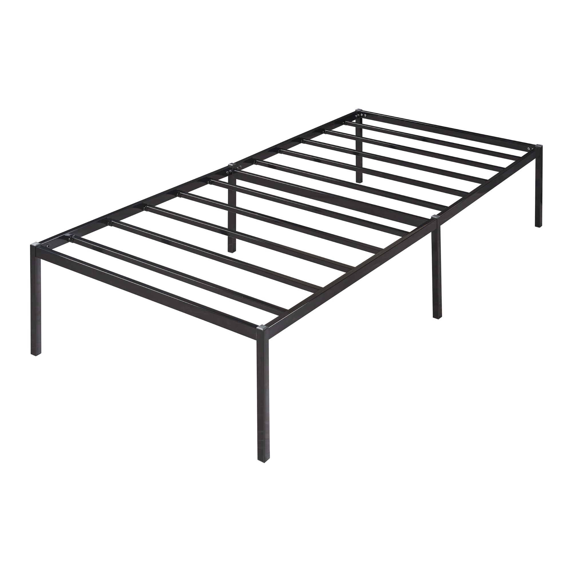 Letto Singolo Vårdö in Acciaio Nero con Materasso a Schiuma Fredda 90 x 200 cm [en.casa]
