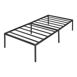 Letto Singolo Vårdö in Acciaio Nero con Materasso a Schiuma Fredda 90 x 200 cm [en.casa]