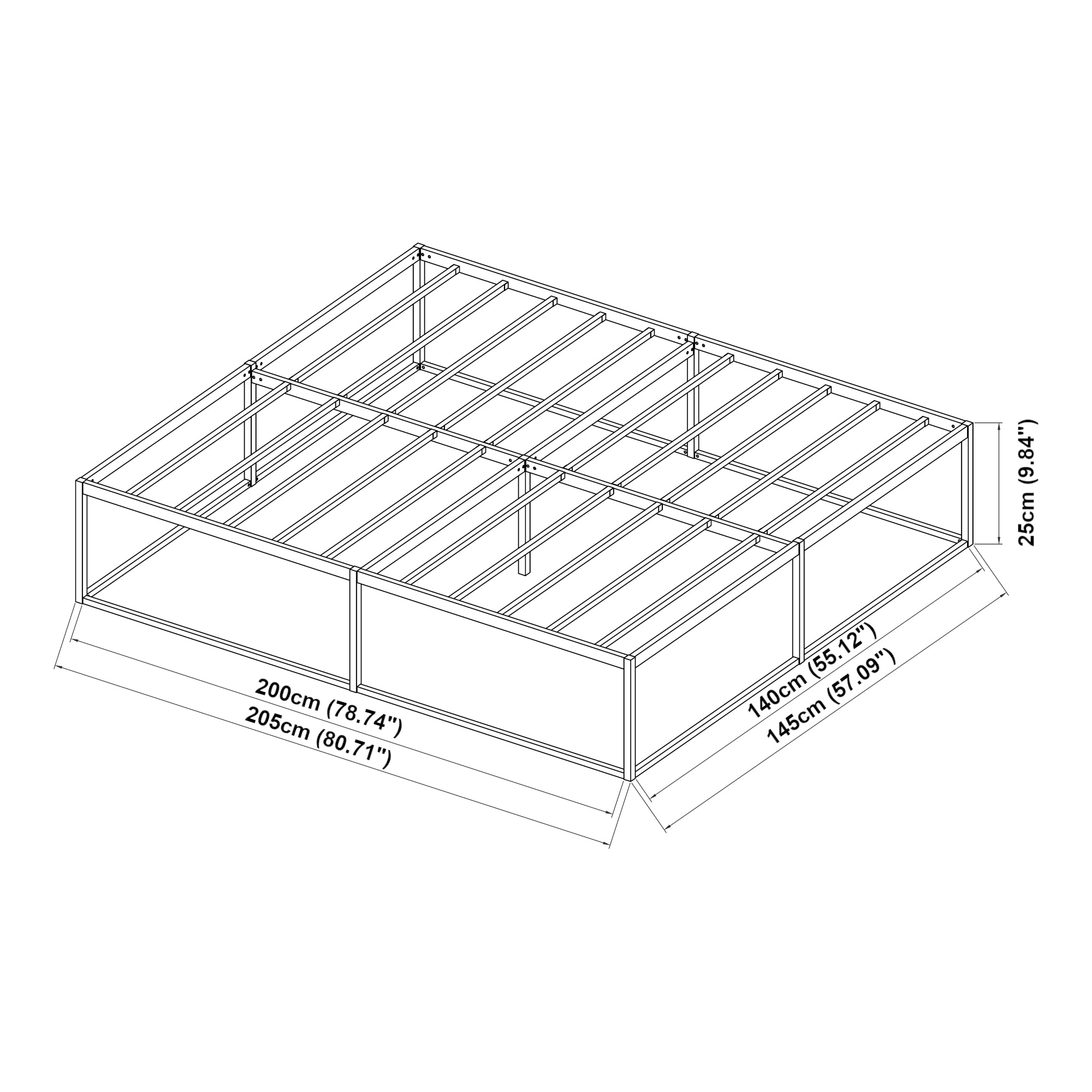 Letto Francese Trerunta 140x200 cm in Acciaio Nero [en.casa]