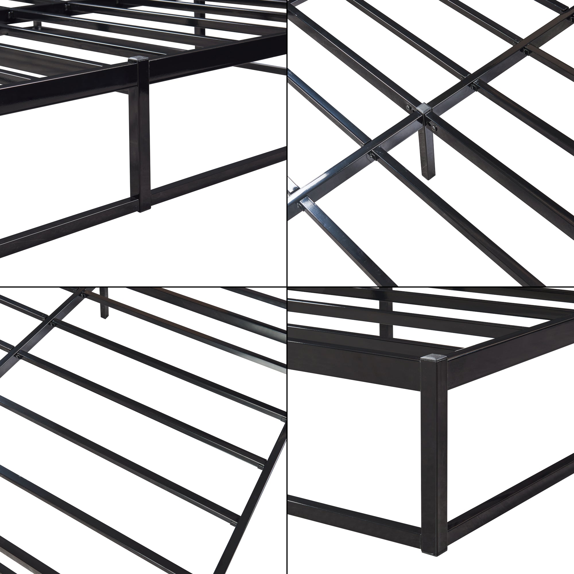 Letto Francese Trerunta 140x200 cm in Acciaio Nero [en.casa]