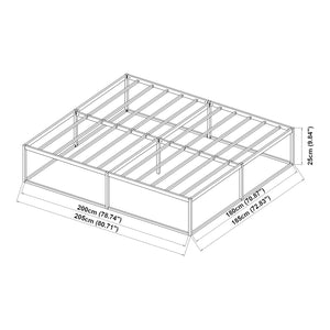 Letto Doppio King size Trerunta con Materasso 180x200 cm Acciaio Nero [en.casa]