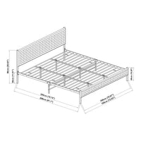 Letto Matrimoniale Linköping in Metallo Nero con Testiera e Pediera Effetto Rattan 180x200 cm [en.casa]