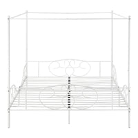 Letto Matrimoniale King Size a Baldacchino 180x200 cm Struttura Letto in Acciaio con Elementi Laterali Decorativi in