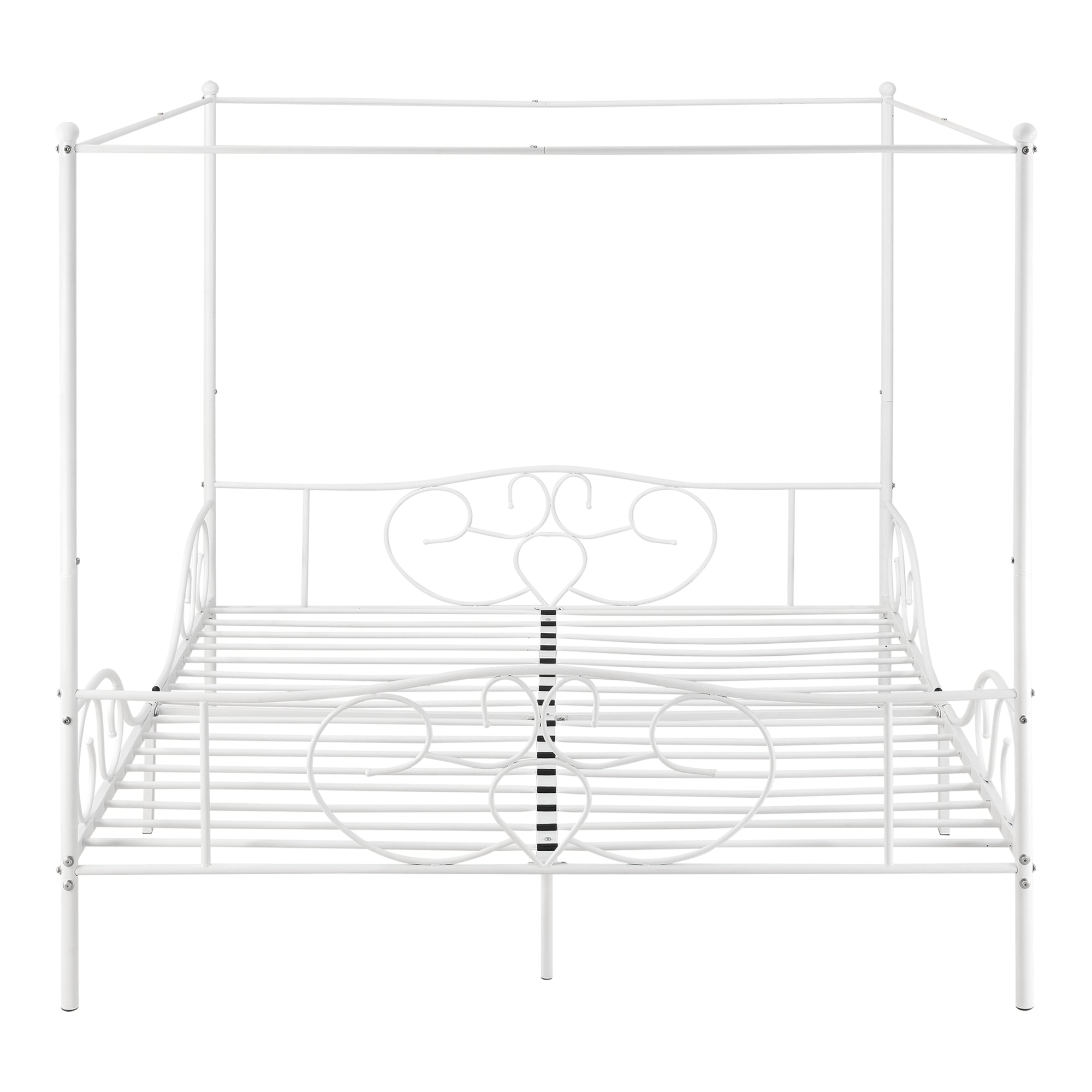 Letto Matrimoniale King Size a Baldacchino 180x200 cm Struttura Letto in Acciaio con Elementi Laterali Decorativi in