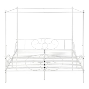 Letto Matrimoniale King Size a Baldacchino 180x200 cm Struttura Letto in Acciaio con Elementi Laterali Decorativi in