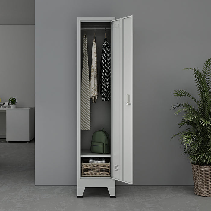 Armadio Spogliatoio Joroinen Mobile a Colonna in Acciaio con 1 Anta - Grigio [en.casa]