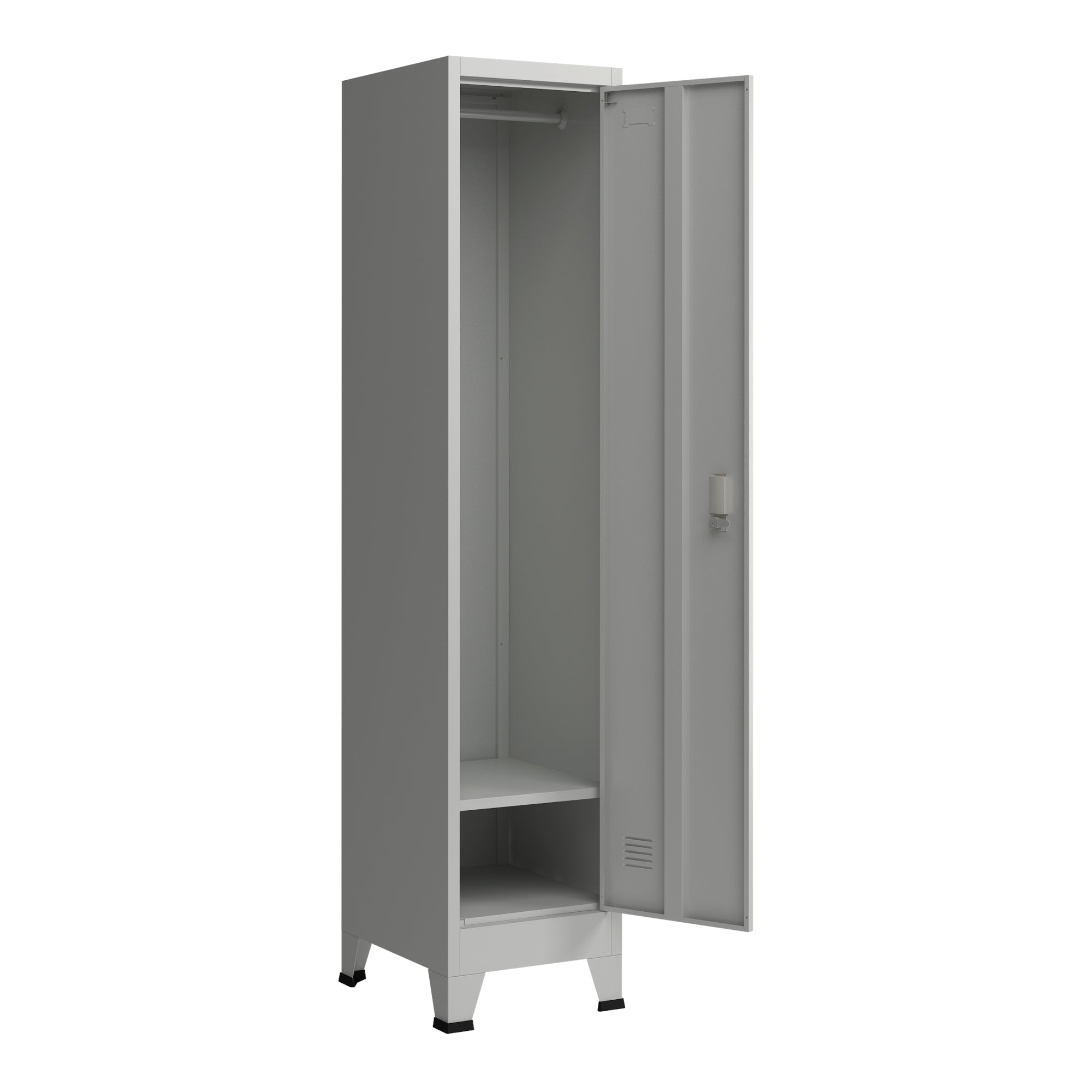 Armadietto spogliatoio da ufficio per ufficio officina camera da letto metallo acciaio con 1 anta in acciaio laccato 180 x 38 x 45 cm grigio 03_0006345