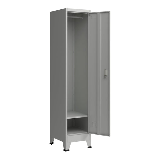 Armadietto spogliatoio da ufficio per ufficio officina camera da letto metallo acciaio con 1 anta in acciaio laccato 180 x 38 x 45 cm grigio 03_0006345