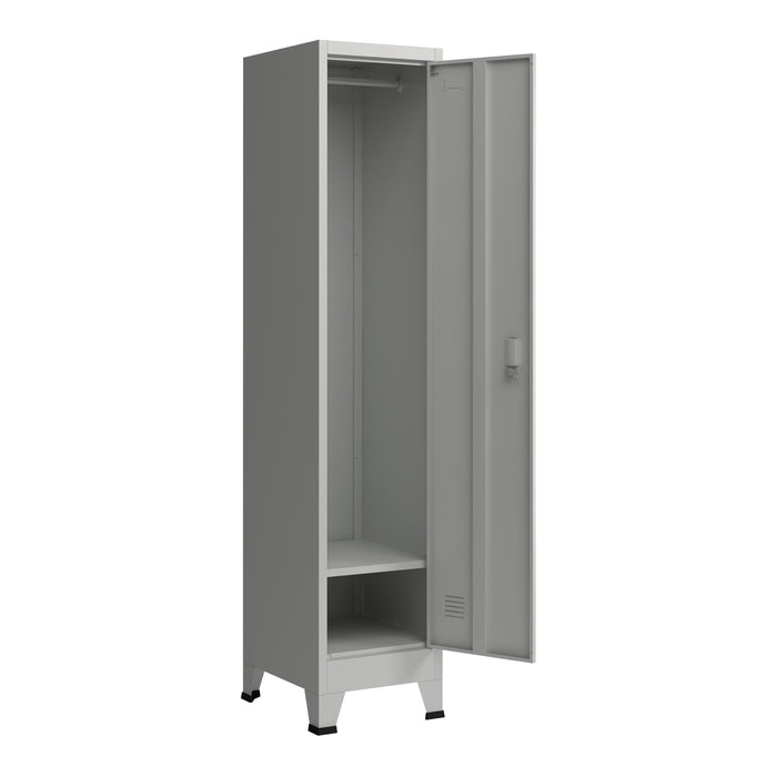 Armadietto spogliatoio da ufficio per ufficio officina camera da letto metallo acciaio con 1 anta in acciaio laccato 180 x 38 x 45 cm grigio 03_0006345
