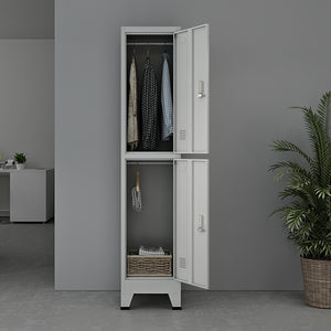 Armadio Spogliatoio Joroinen Mobile a Colonna in Acciaio con 2 Ante - Grigio [en.casa]
