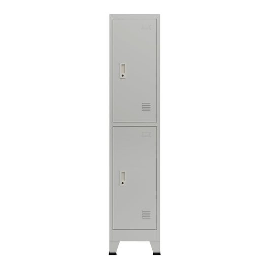 Armadio spogliatoio da ufficio per ufficio, officina, camera da letto, acciaio metallico con 2 ante in acciaio laccato 180 x 38 x 45 cm grigio 03_0006346