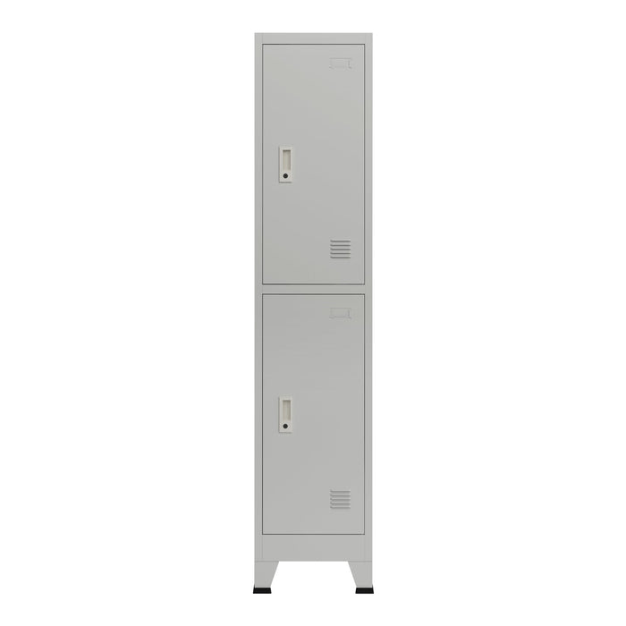 Armadio spogliatoio da ufficio per ufficio, officina, camera da letto, acciaio metallico con 2 ante in acciaio laccato 180 x 38 x 45 cm grigio 03_0006346