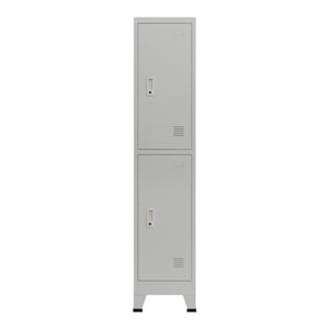 Armadio Spogliatoio Joroinen Mobile a Colonna in Acciaio con 2 Ante - Grigio [en.casa]