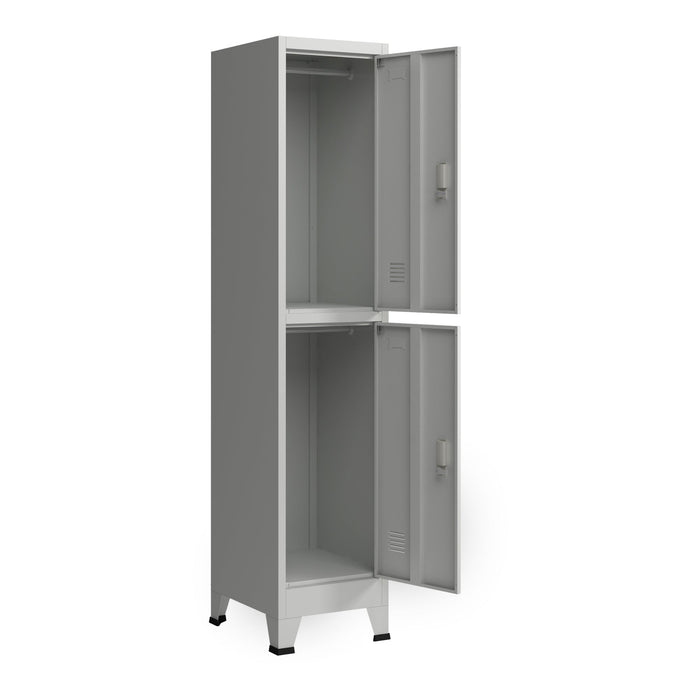 Armadio spogliatoio da ufficio per ufficio, officina, camera da letto, acciaio metallico con 2 ante in acciaio laccato 180 x 38 x 45 cm grigio 03_0006346