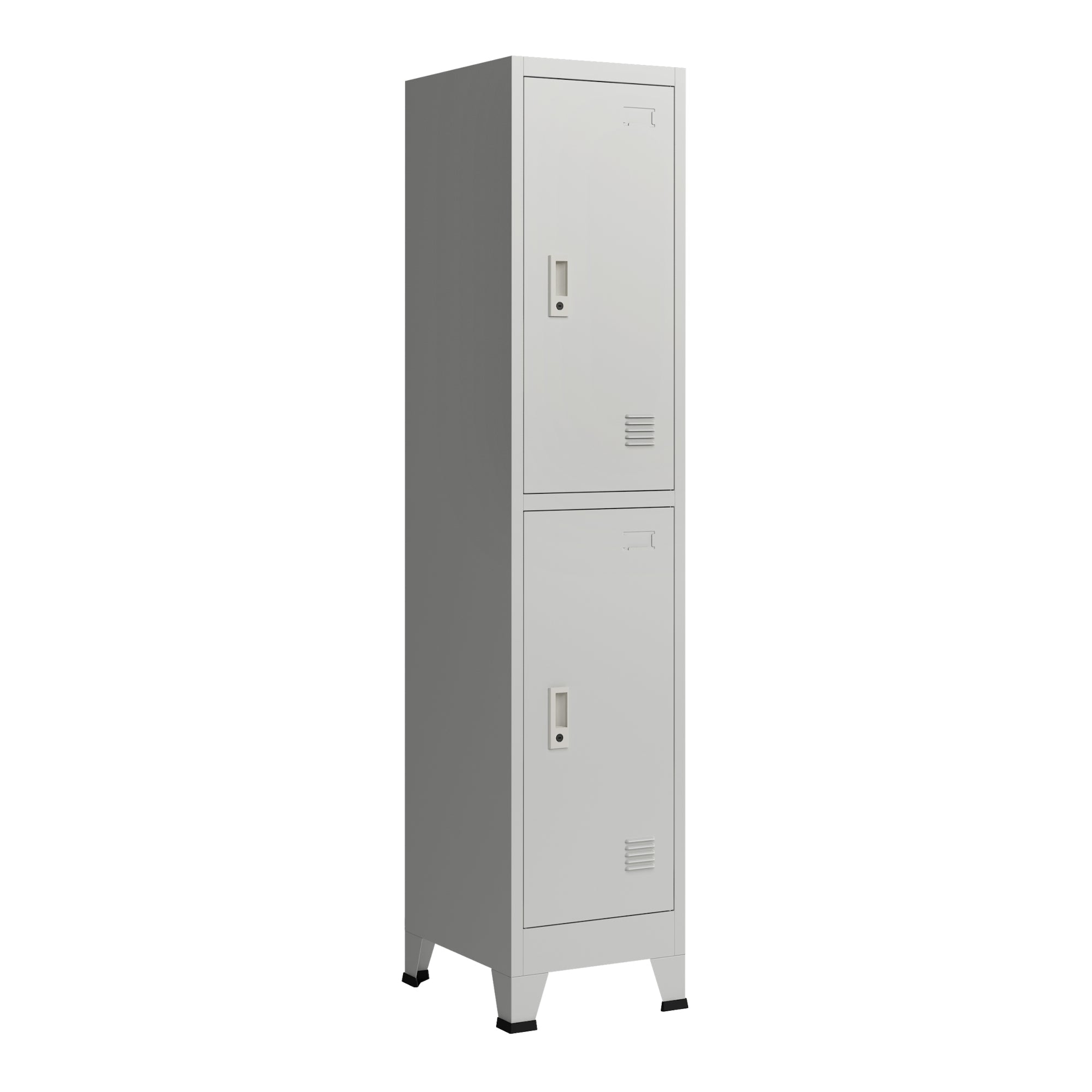 Armadio spogliatoio da ufficio per ufficio, officina, camera da letto, acciaio metallico con 2 ante in acciaio laccato 180 x 38 x 45 cm grigio 03_0006346