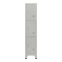 Armadio spogliatoio da ufficio per ufficio, officina, camera da letto, acciaio metallico con 3 ante in acciaio laccato 180 x 38 x 45 cm grigio 03_0006347