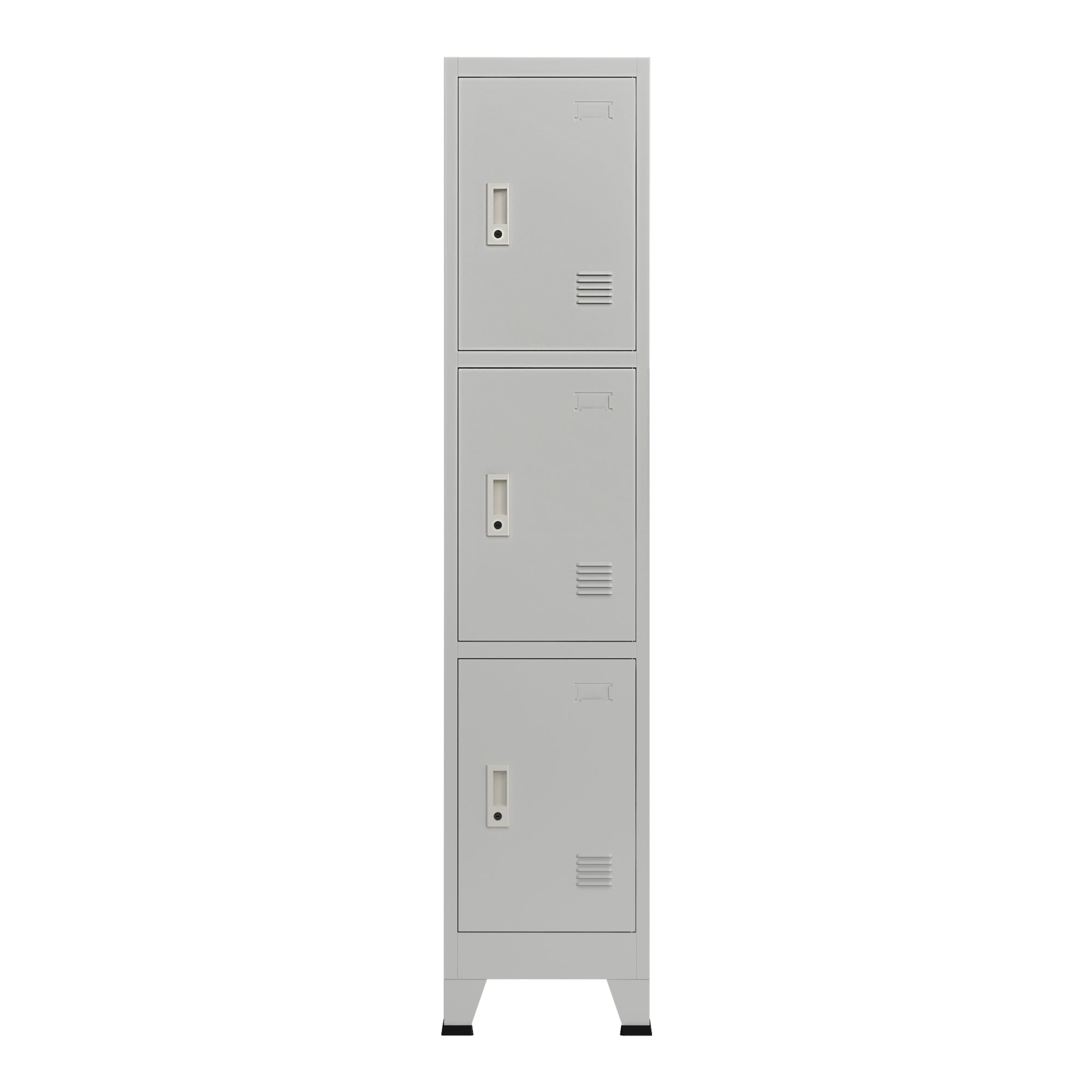 Armadio spogliatoio da ufficio per ufficio, officina, camera da letto, acciaio metallico con 3 ante in acciaio laccato 180 x 38 x 45 cm grigio 03_0006347