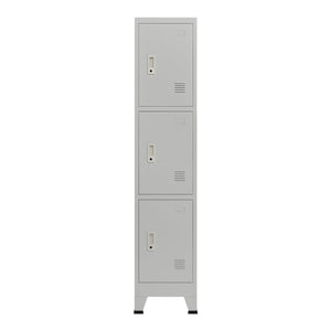 Armadio spogliatoio da ufficio per ufficio, officina, camera da letto, acciaio metallico con 3 ante in acciaio laccato 180 x 38 x 45 cm grigio 03_0006347