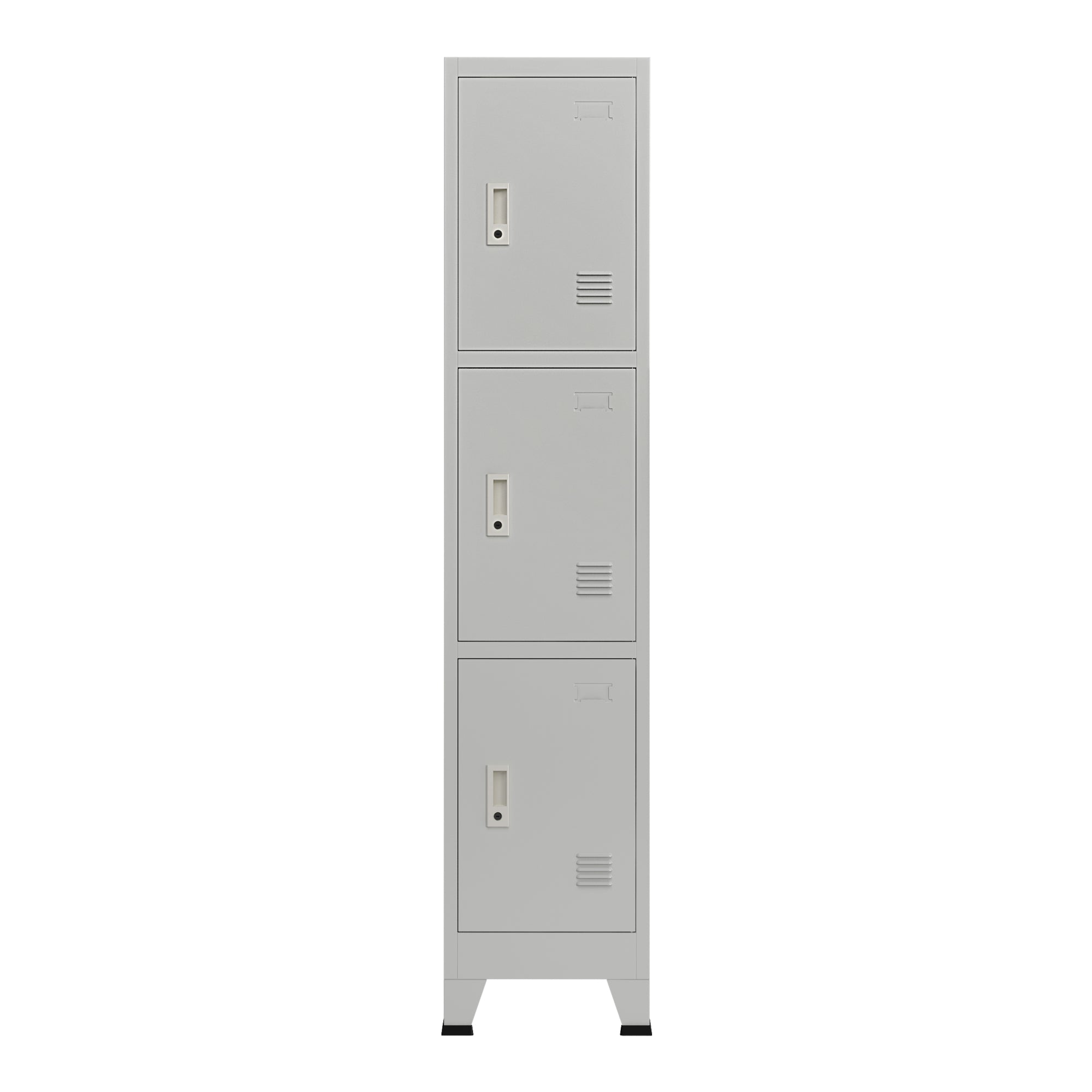 Armadio Spogliatoio Joroinen Mobile a Colonna in Acciaio con 3 Ante - Grigio [en.casa]