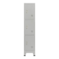 Armadio Spogliatoio Joroinen Mobile a Colonna in Acciaio con 3 Ante - Grigio [en.casa]