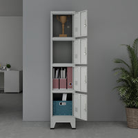 Armadio Spogliatoio Joroinen Mobile a Colonna in Acciaio con 4 Ante - Grigio [en.casa]