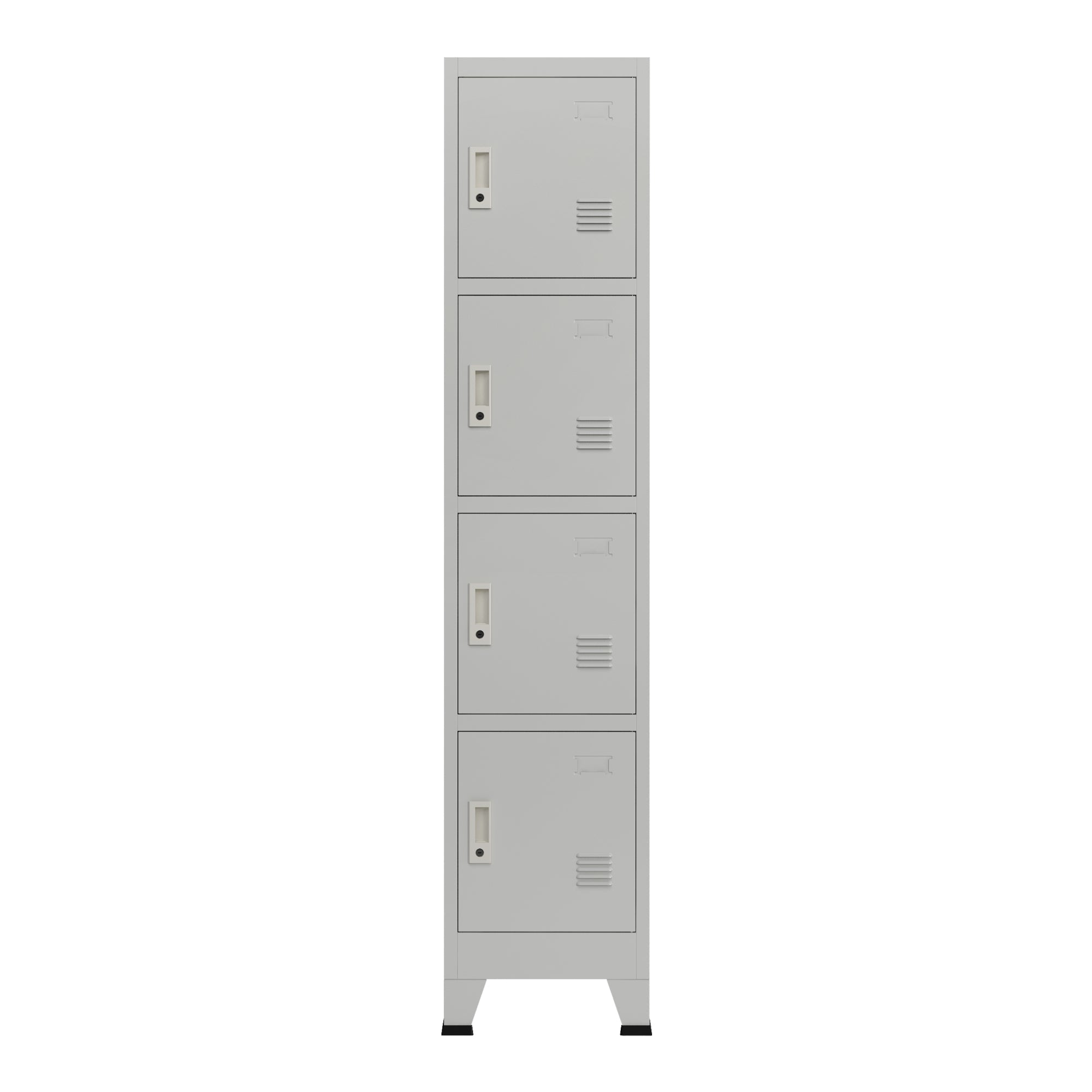 Armadio spogliatoio da ufficio per ufficio, officina, camera da letto, acciaio metallico con 4 ante in acciaio laccato 180 x 38 x 45 cm grigio 03_0006348