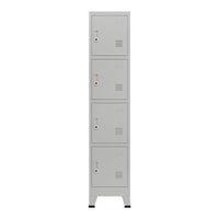 Armadio spogliatoio da ufficio per ufficio, officina, camera da letto, acciaio metallico con 4 ante in acciaio laccato 180 x 38 x 45 cm grigio 03_0006348