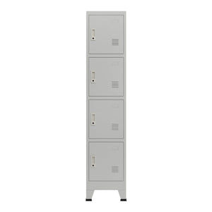 Armadio spogliatoio da ufficio per ufficio, officina, camera da letto, acciaio metallico con 4 ante in acciaio laccato 180 x 38 x 45 cm grigio 03_0006348