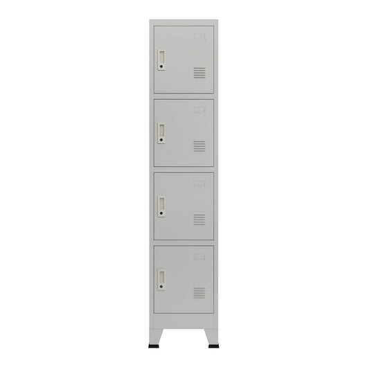 Armadio spogliatoio da ufficio per ufficio, officina, camera da letto, acciaio metallico con 4 ante in acciaio laccato 180 x 38 x 45 cm grigio 03_0006348