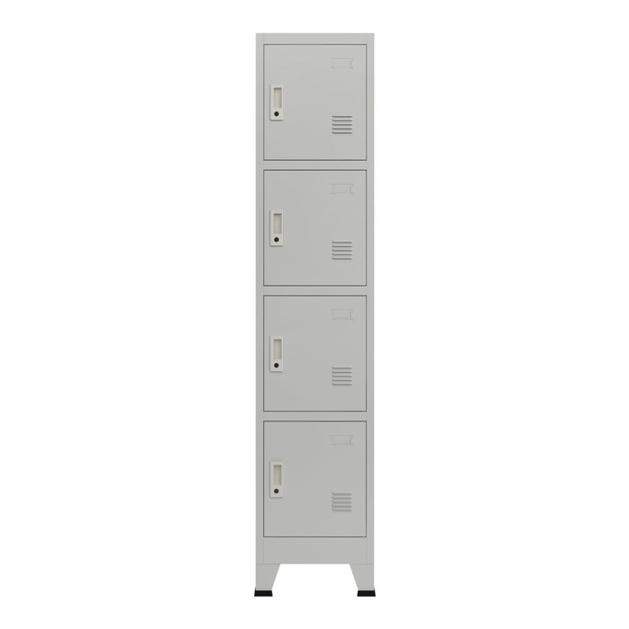 Armadio spogliatoio da ufficio per ufficio, officina, camera da letto, acciaio metallico con 4 ante in acciaio laccato 180 x 38 x 45 cm grigio 03_0006348