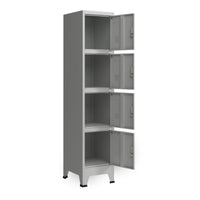 Armadio spogliatoio da ufficio per ufficio, officina, camera da letto, acciaio metallico con 4 ante in acciaio laccato 180 x 38 x 45 cm grigio 03_0006348