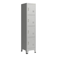 Armadio spogliatoio da ufficio per ufficio, officina, camera da letto, acciaio metallico con 4 ante in acciaio laccato 180 x 38 x 45 cm grigio 03_0006348