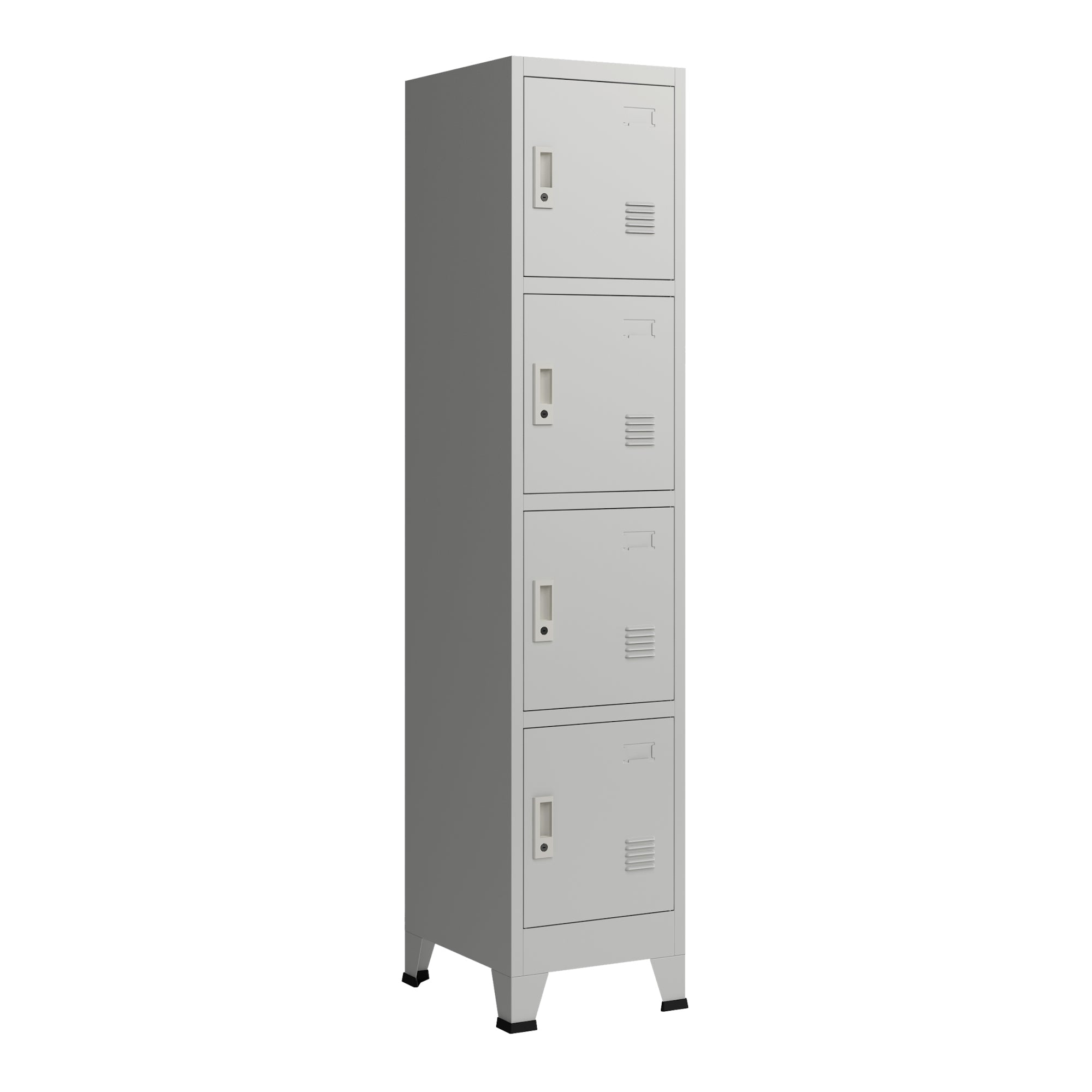 Armadio spogliatoio da ufficio per ufficio, officina, camera da letto, acciaio metallico con 4 ante in acciaio laccato 180 x 38 x 45 cm grigio 03_0006348