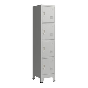 Armadio spogliatoio da ufficio per ufficio, officina, camera da letto, acciaio metallico con 4 ante in acciaio laccato 180 x 38 x 45 cm grigio 03_0006348