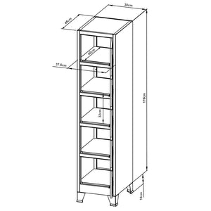 Armadio Spogliatoio Joroinen Mobile a Colonna in Acciaio con 5 Ante - Grigio [en.casa]