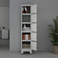 Armadio Spogliatoio Joroinen Mobile a Colonna in Acciaio con 5 Ante - Grigio [en.casa]