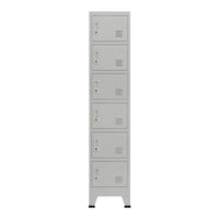 Armadio spogliatoio da ufficio per ufficio, officina, camera da letto, acciaio metallico con 6 ante in acciaio laccato 180 x 38 x 45 cm grigio 03_0006350