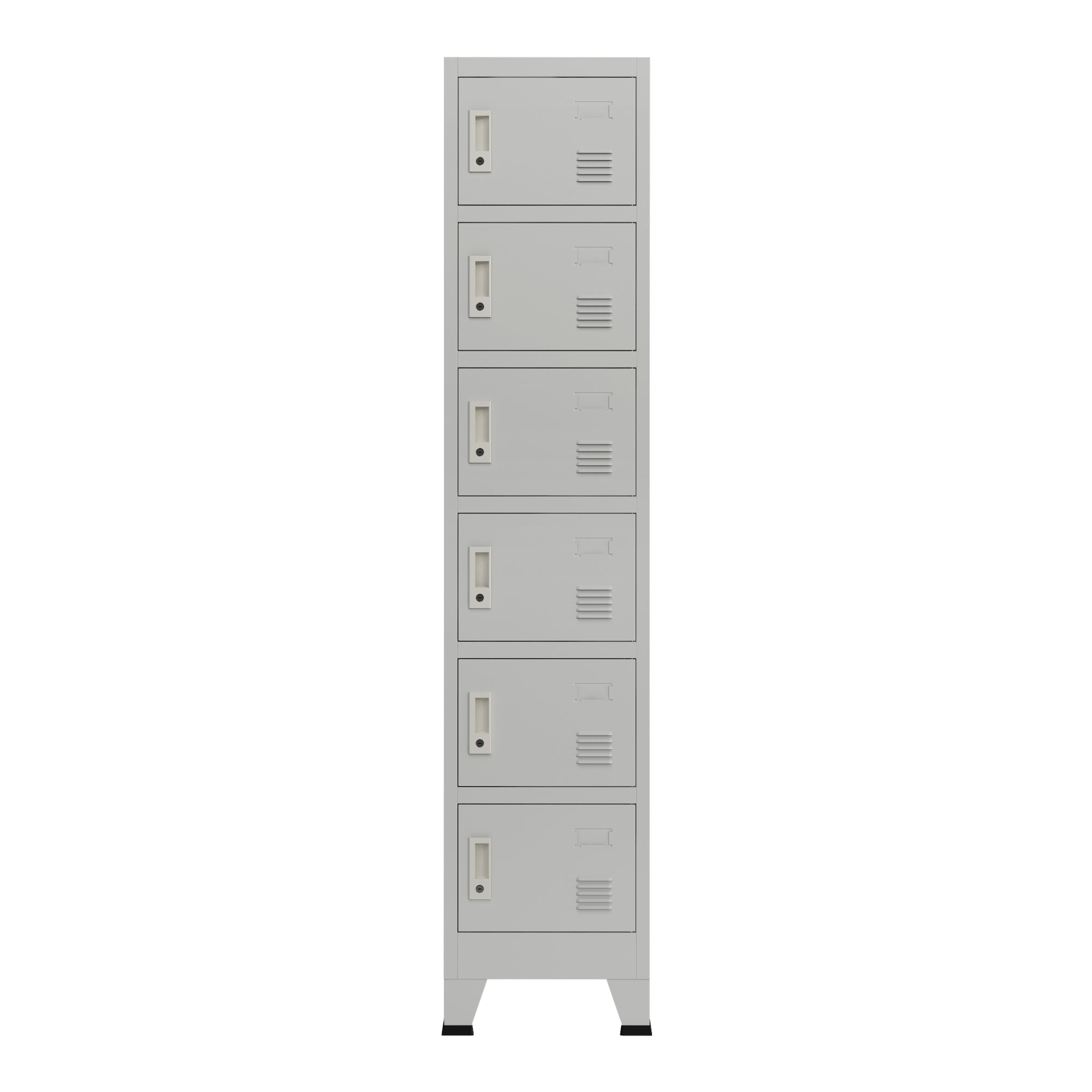 Armadio spogliatoio da ufficio per ufficio, officina, camera da letto, acciaio metallico con 6 ante in acciaio laccato 180 x 38 x 45 cm grigio 03_0006350