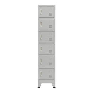 Armadio spogliatoio da ufficio per ufficio, officina, camera da letto, acciaio metallico con 6 ante in acciaio laccato 180 x 38 x 45 cm grigio 03_0006350