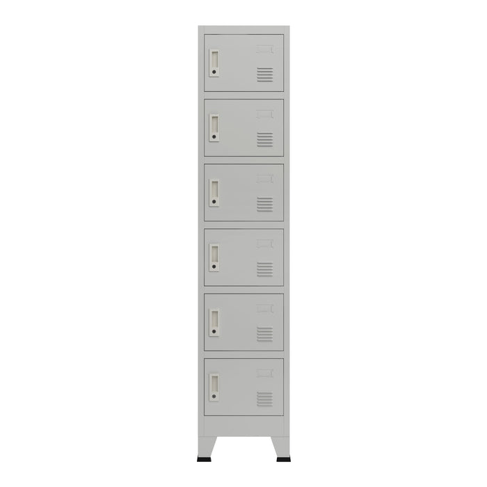 Armadio spogliatoio da ufficio per ufficio, officina, camera da letto, acciaio metallico con 6 ante in acciaio laccato 180 x 38 x 45 cm grigio 03_0006350