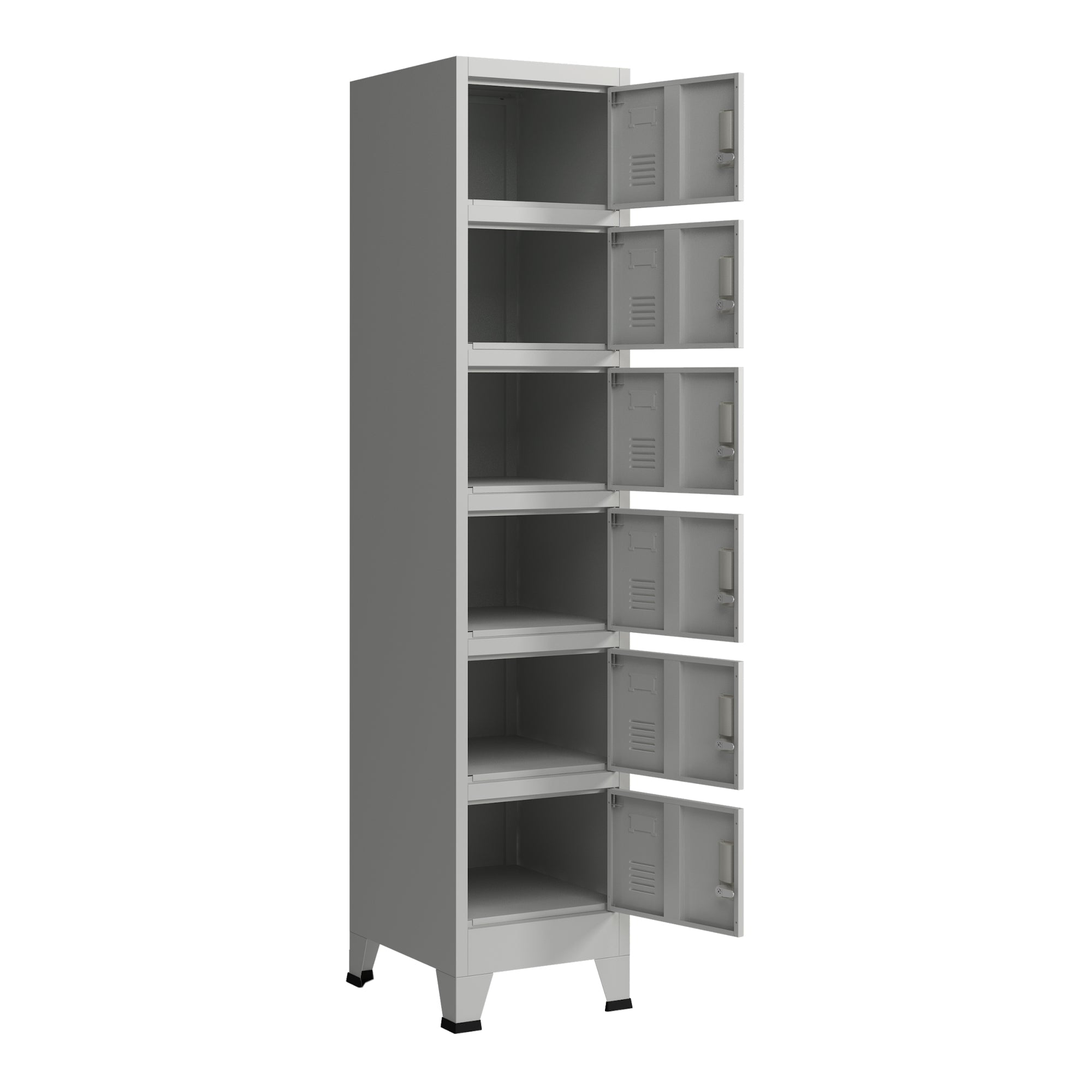 Armadio spogliatoio da ufficio per ufficio, officina, camera da letto, acciaio metallico con 6 ante in acciaio laccato 180 x 38 x 45 cm grigio 03_0006350