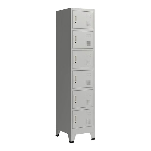Armadio spogliatoio da ufficio per ufficio, officina, camera da letto, acciaio metallico con 6 ante in acciaio laccato 180 x 38 x 45 cm grigio 03_0006350