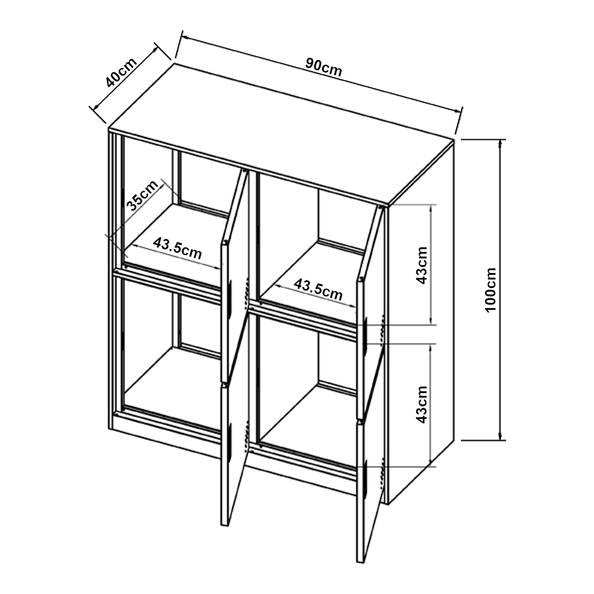 Armadio Casellario Rautavaara in Acciaio 4 Ante con Serratura 100 x 90 x 40 cm Grigio Pallido [en.casa]