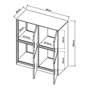 Armadio Casellario Rautavaara in Acciaio 4 Ante con Serratura 100 x 90 x 40 cm Grigio Pallido [en.casa]