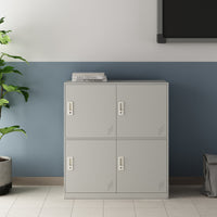 Armadio Casellario Rautavaara in Acciaio 4 Ante con Serratura 100 x 90 x 40 cm Grigio Pallido [en.casa]