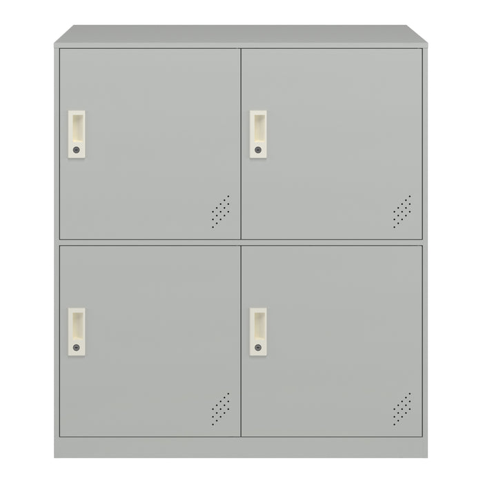 Armadio Casellario Rautavaara in Acciaio 4 Ante con Serratura 100 x 90 x 40 cm Grigio Pallido [en.casa]