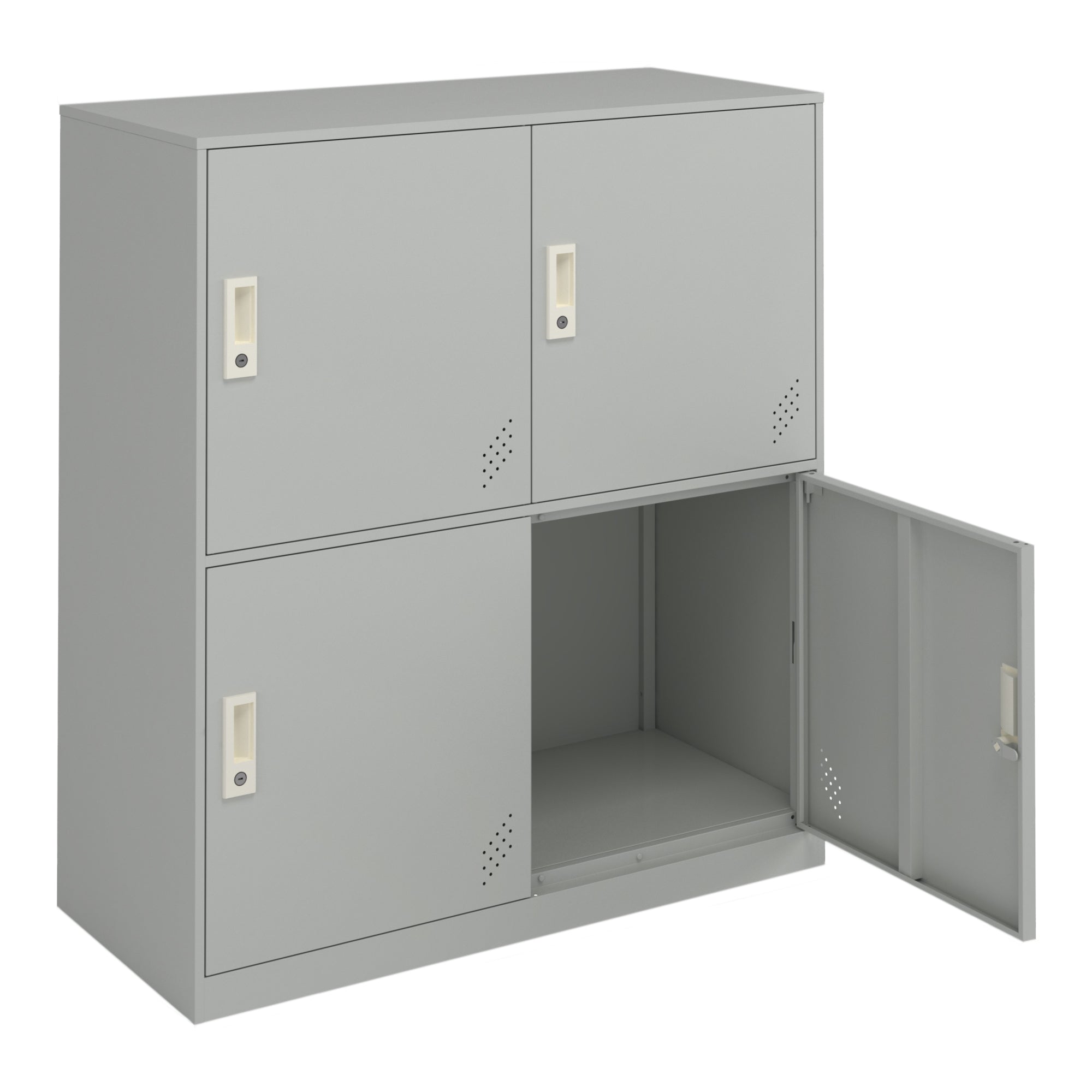 Armadio Casellario Rautavaara in Acciaio 4 Ante con Serratura 100 x 90 x 40 cm Grigio Pallido [en.casa]