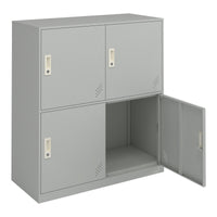 Armadio Casellario Rautavaara in Acciaio 4 Ante con Serratura 100 x 90 x 40 cm Grigio Pallido [en.casa]